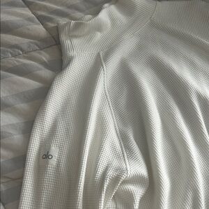 ALO Yoga White Waffle Knit Pullover